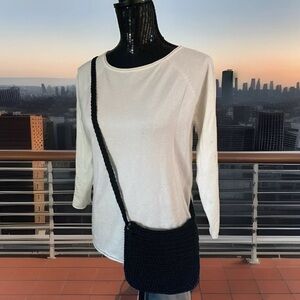 NWT Gold Coast Always In Style Black Crochet Crossbody Bag Purse Zip Closure